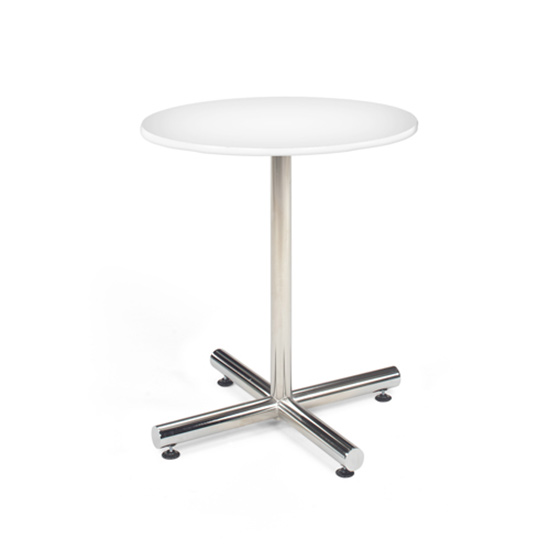 30″ Round Cafe Table - White with Chrome Base