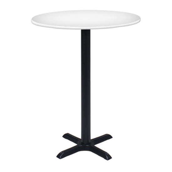 36″ Round Bar Table with Black Base - White